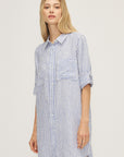 CYNTHIA LINEN STRIPE SHIRT DRESS