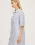 CYNTHIA LINEN STRIPE SHIRT DRESS