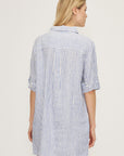 CYNTHIA LINEN STRIPE SHIRT DRESS