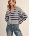 STRIPED POLO SWEATER