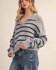 STRIPED POLO SWEATER