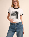 BLACK & WHITE CIGARETTE GIRL RINGER TEE