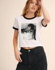 BLACK & WHITE CIGARETTE GIRL RINGER TEE