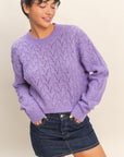 POINTELLE CABLE KNIT SWEATER