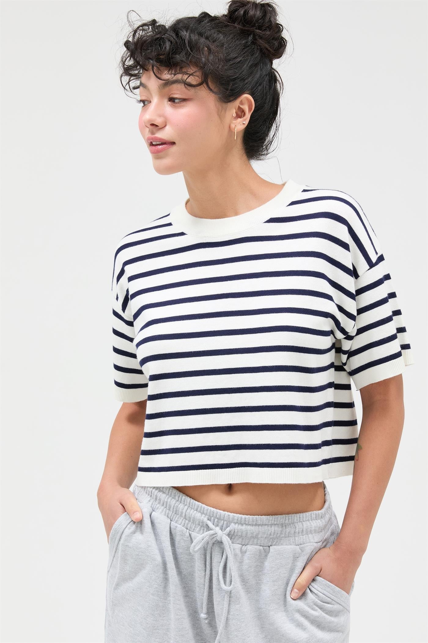 STRIPED CROP TEE