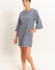 STRIPED 1/2 SLEEVE MINI DRESS