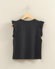 RUFFLE CAP SLEEVE TEE