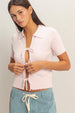 TIE FRONT SHORT SLEEVE SWEATER