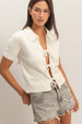 TIE FRONT SHORT SLEEVE SWEATER