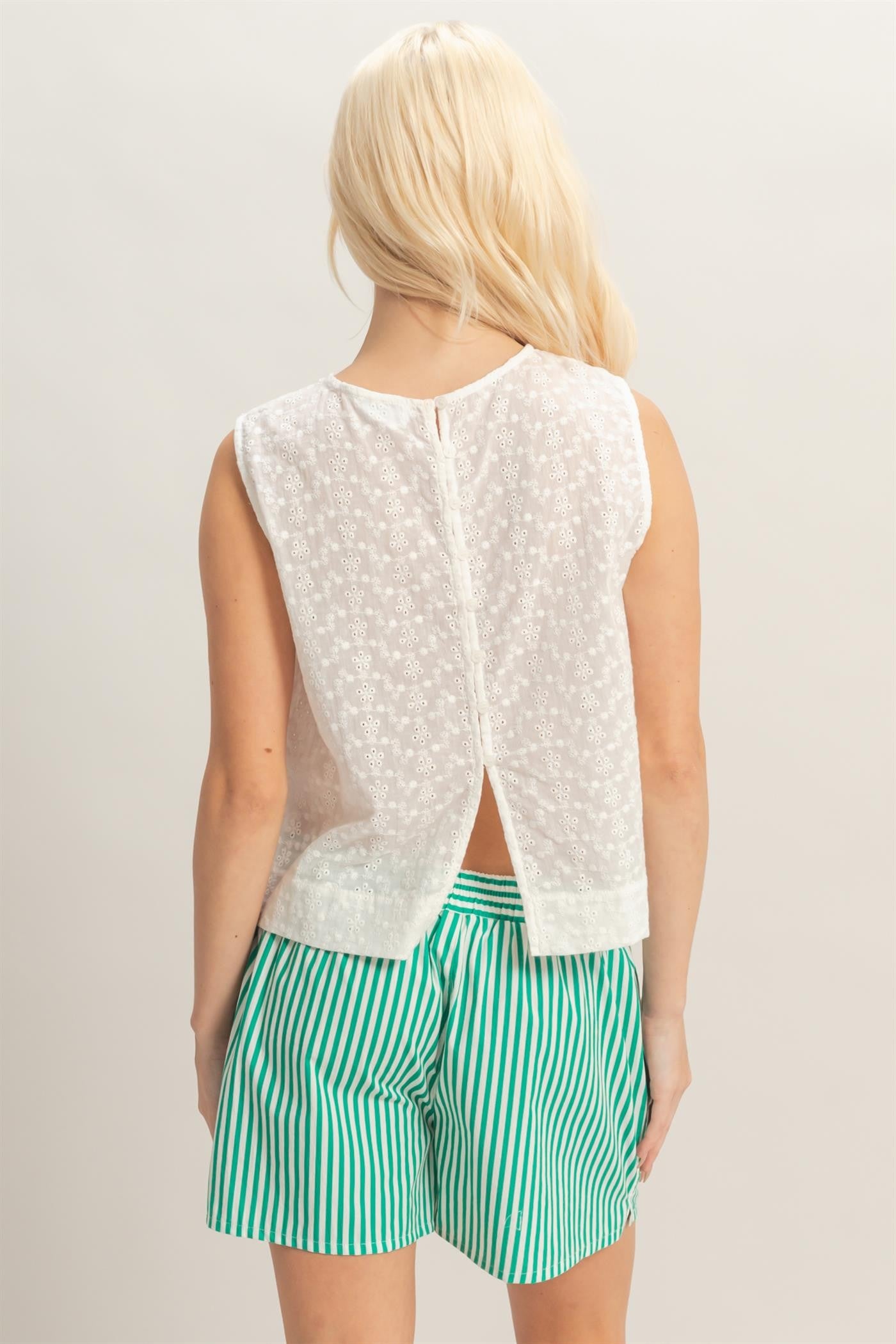 EYELET BACK BUTTON TANK