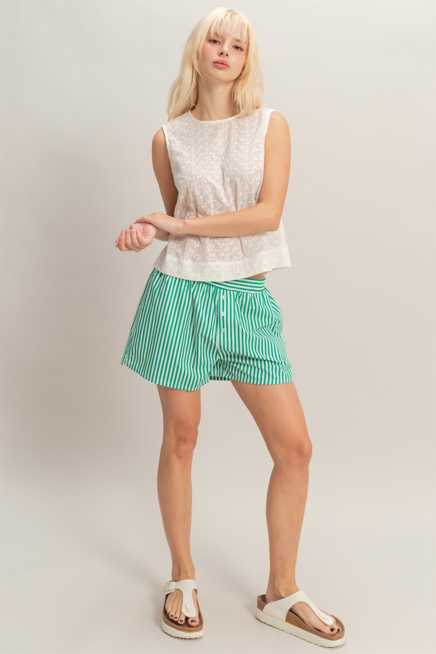 EYELET BACK BUTTON TANK