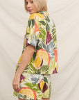 TROPICAL CITRUS NOTCH COLLAR SHORT SLEEVE SHIRT