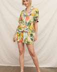 TROPICAL CITRUS NOTCH COLLAR SHORT SLEEVE SHIRT