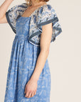 MIXED PAISLEY SQUARE NECK DRESS