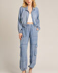 DOLMAN SLEEVE CROPPED DENIM JACKET