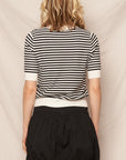 STRIPED SHORT SLEEVE CROP SWEATER