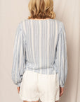 MIXED STRIPE V-NECK BLOUSE