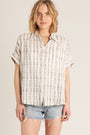 DASHED VERTICAL STRIPE SHORT SLEEVE SHIRT