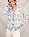 EMBROIDERED ACCENT DAMASK LONG SLEEVE SHIRT