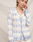 EMBROIDERED ACCENT DAMASK LONG SLEEVE SHIRT