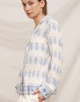 EMBROIDERED ACCENT DAMASK LONG SLEEVE SHIRT