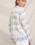 EMBROIDERED ACCENT DAMASK LONG SLEEVE SHIRT