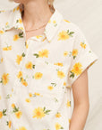 FLORAL PRINT TUFTED SHORT SLEEVE SHIRT