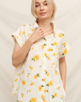 FLORAL PRINT TUFTED SHORT SLEEVE SHIRT