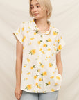 FLORAL PRINT TUFTED SHORT SLEEVE SHIRT