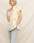 FLORAL PRINT TUFTED SHORT SLEEVE SHIRT