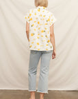 FLORAL PRINT TUFTED SHORT SLEEVE SHIRT