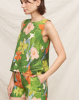TROPICAL FLORAL SPLIT BACK TANK