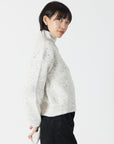 EVOLET FLECKED RIBBED MOCK NECK SWEATER