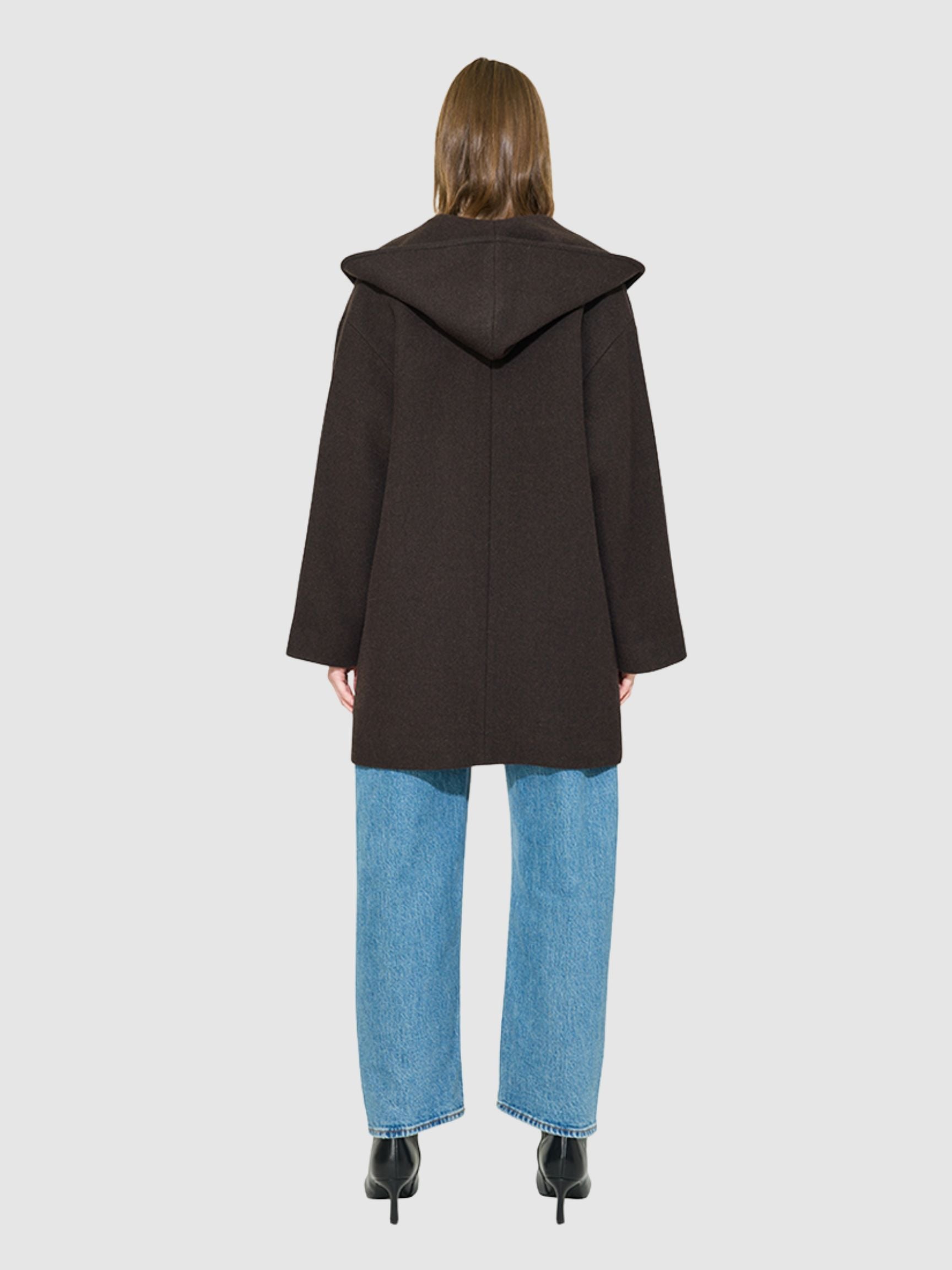 ELLIE HOODED HERRINGBONE WOOL COAT