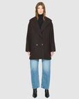 ELLIE HOODED HERRINGBONE WOOL COAT