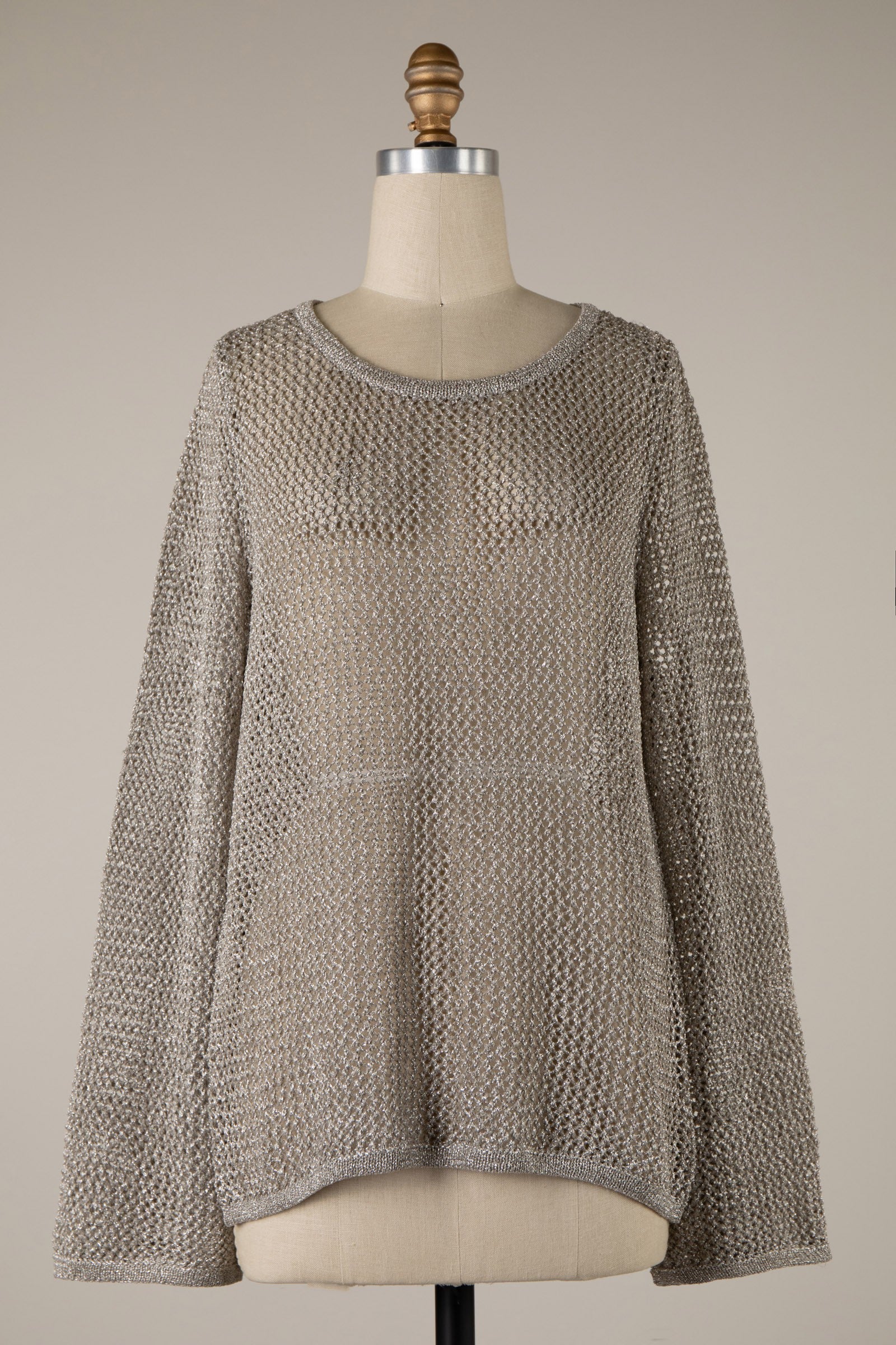 METALLIC MESH SWEATER