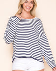 STRIPED DROP SHOULDER SWEATER