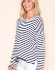 STRIPED DROP SHOULDER SWEATER