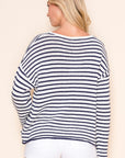 STRIPED DROP SHOULDER SWEATER