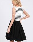 STRIPED BODICE BUBBLE HEM DRESS