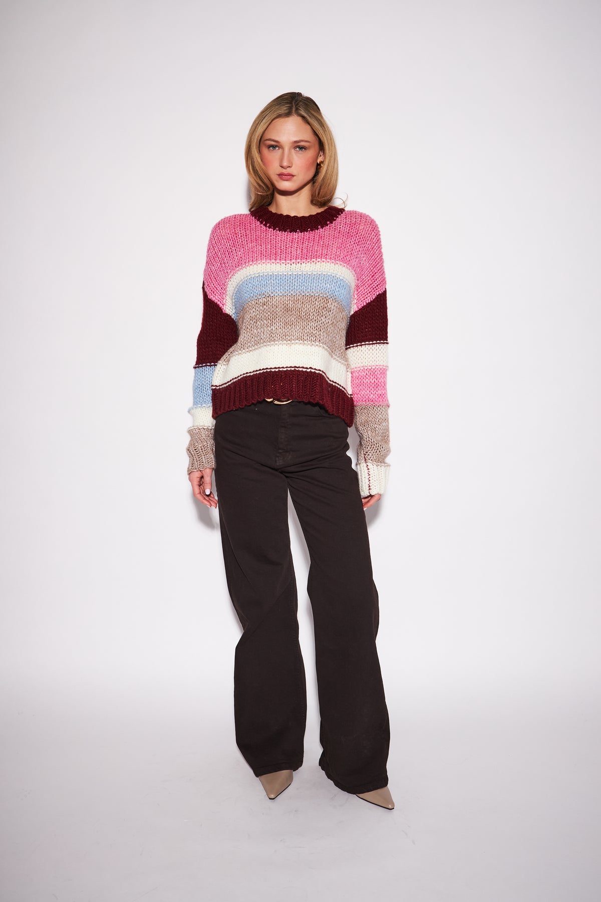 FERRIS VARIED STRIPE CREW NECK SWEATER