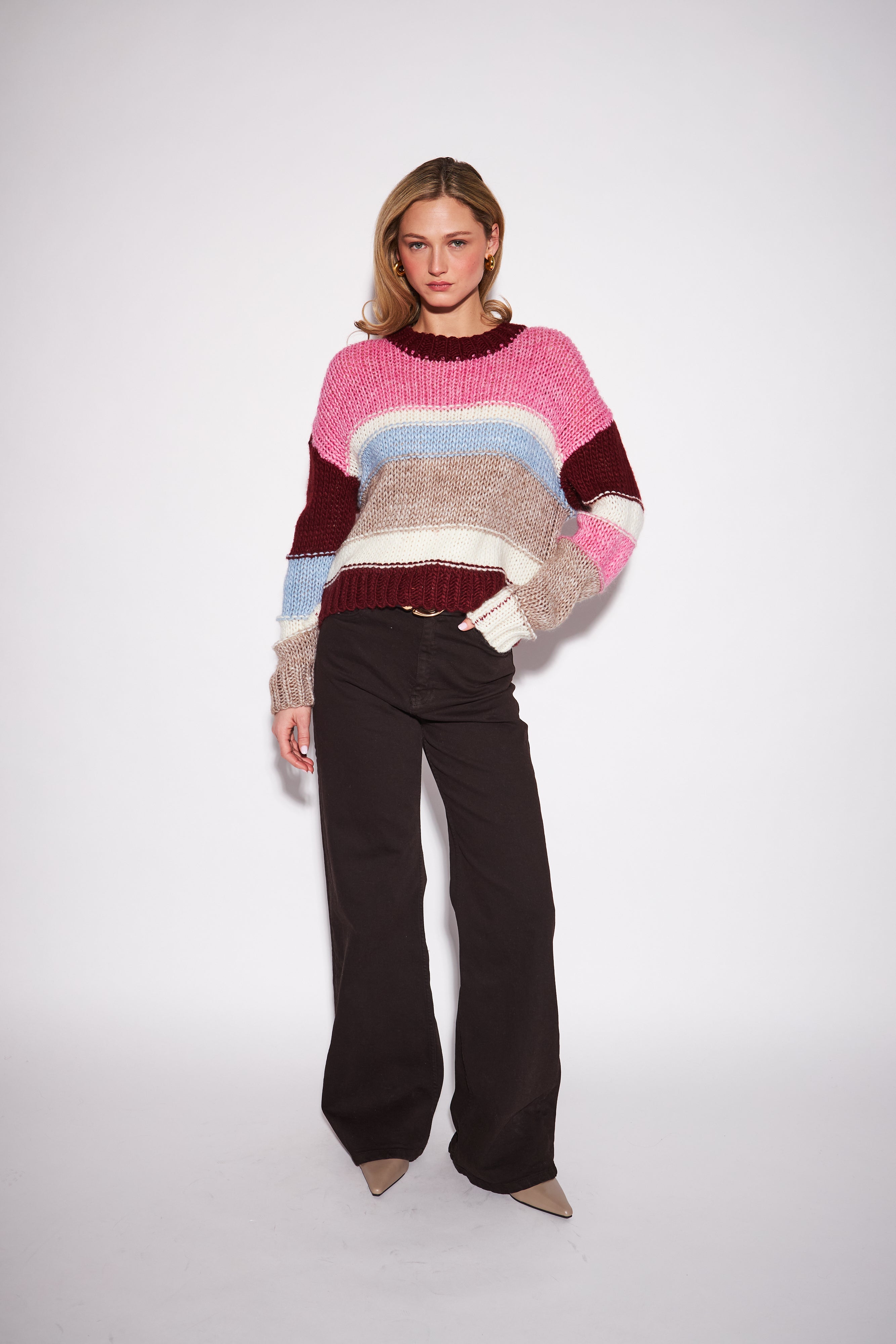 FERRIS VARIED STRIPE CREW NECK SWEATER