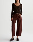 HATTIE CROP HIGH-RISE BARREL IN CHESTNUT