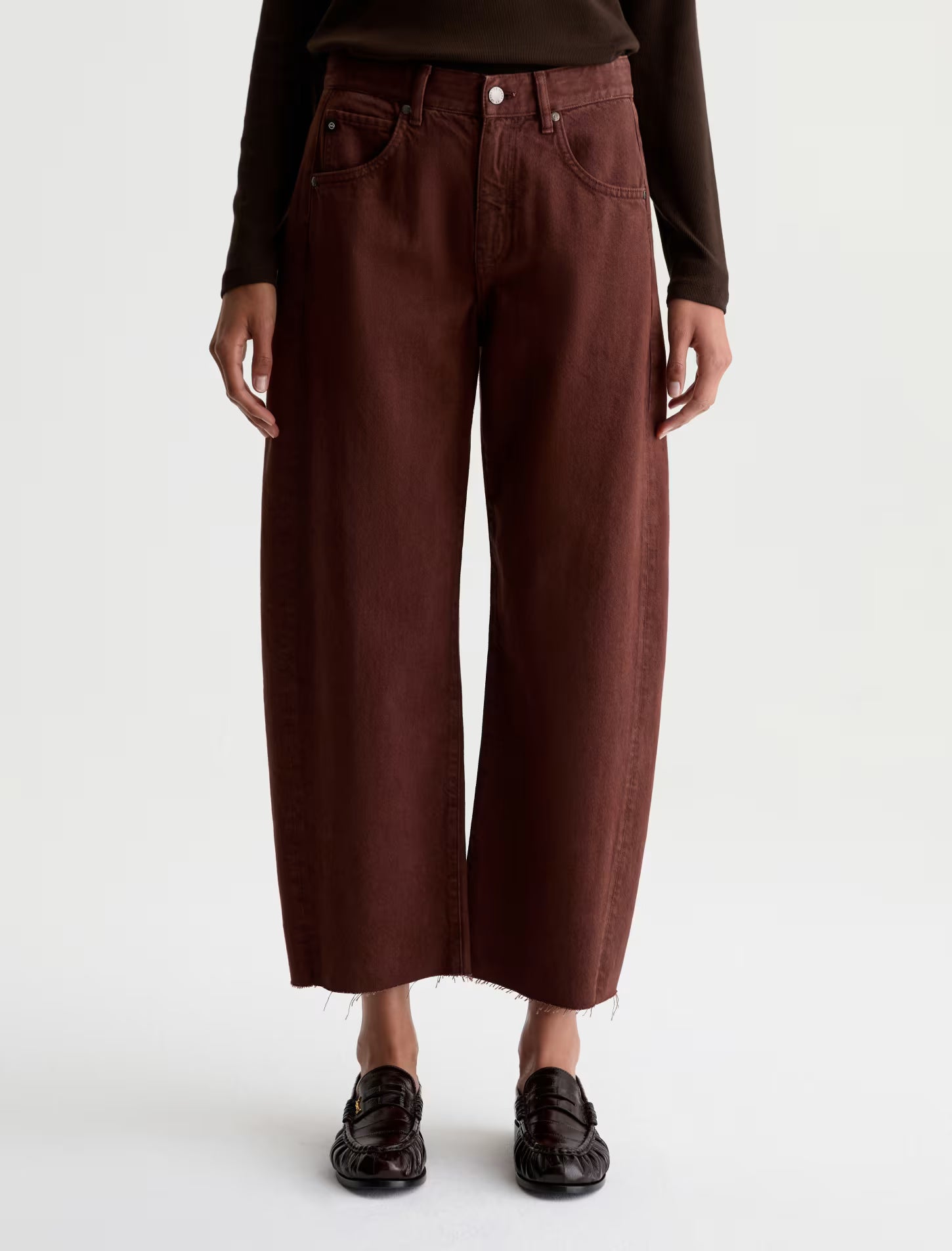 HATTIE CROP HIGH-RISE BARREL IN CHESTNUT