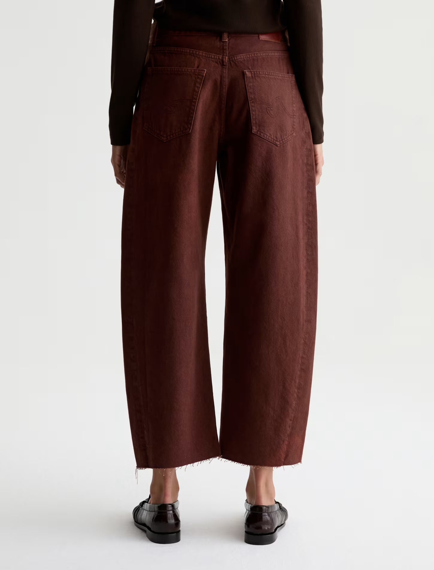 HATTIE CROP HIGH-RISE BARREL IN CHESTNUT