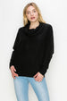 BRUSHED FLEECE COWL NECK DOLMAN TOP
