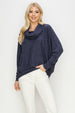 BRUSHED FLEECE COWL NECK DOLMAN TOP