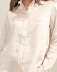 COVERED PLACKET SATIN BLOUSE