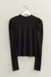 RIBBED MOCK NECK PUFF SLEEVE TOP