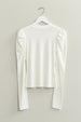 RIBBED MOCK NECK PUFF SLEEVE TOP